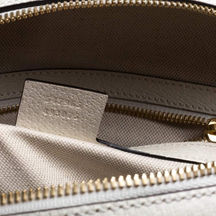 Pre Owned Gucci White GG Supreme Canvas and Leather Small Ophidia Flora Backpack