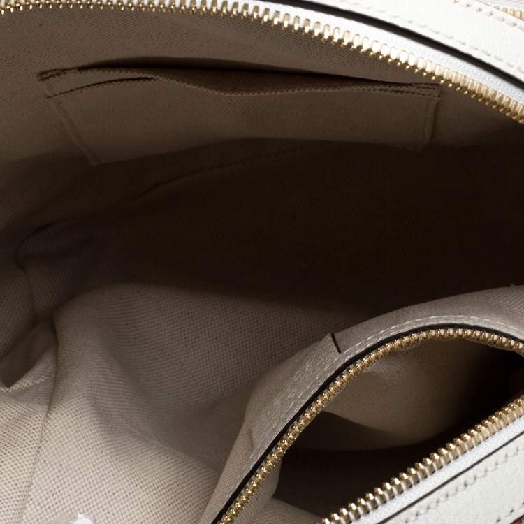 Pre Owned Gucci White GG Supreme Canvas and Leather Small Ophidia Flora Backpack