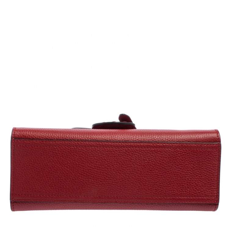 Pre Owned Gucci Red Leather GG Marmont Top Handle Bag