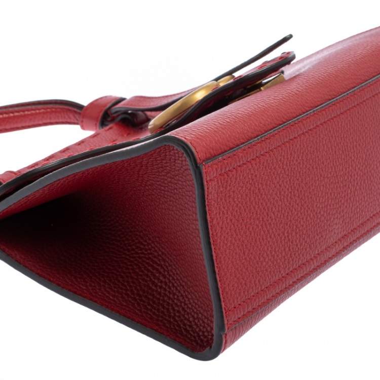 Pre Owned Gucci Red Leather GG Marmont Top Handle Bag