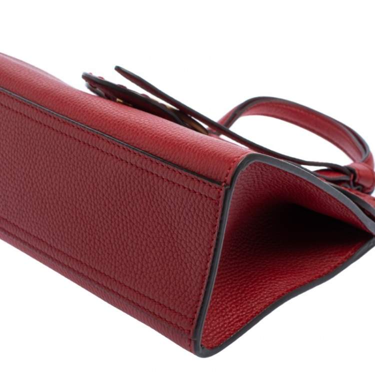 Pre Owned Gucci Red Leather GG Marmont Top Handle Bag