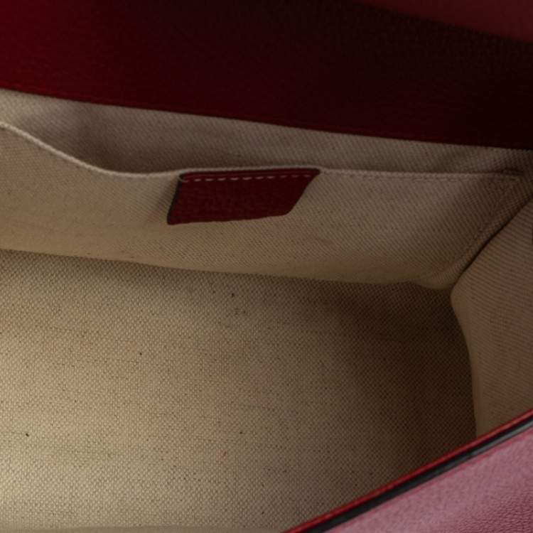 Pre Owned Gucci Red Leather GG Marmont Top Handle Bag