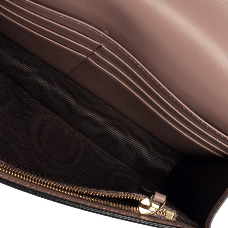 Pre Owned Gucci Pink Guccissima Leather Bow Flap Wallet on Chain