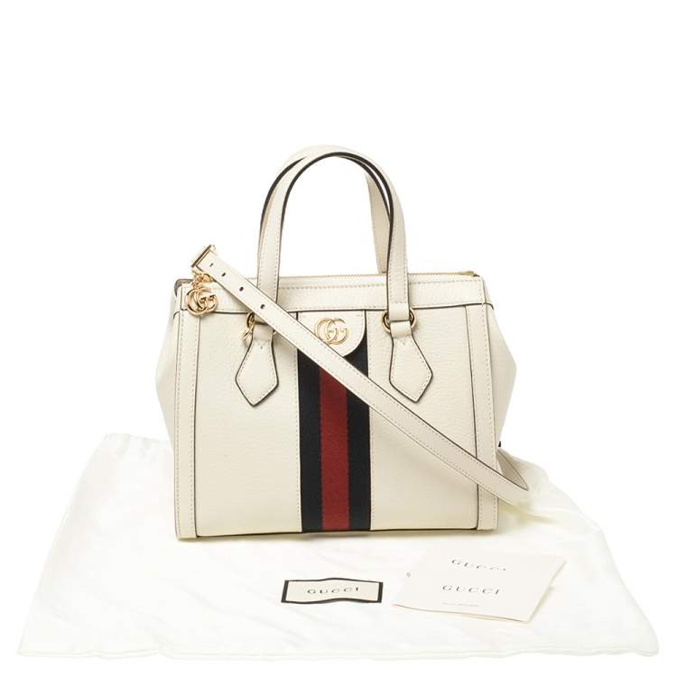 Pre Owned Gucci Off White Leather Small Ophidia Satchel