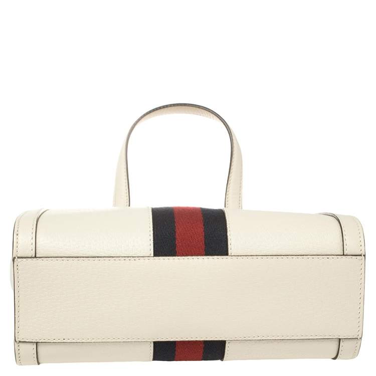 Pre Owned Gucci Off White Leather Small Ophidia Satchel