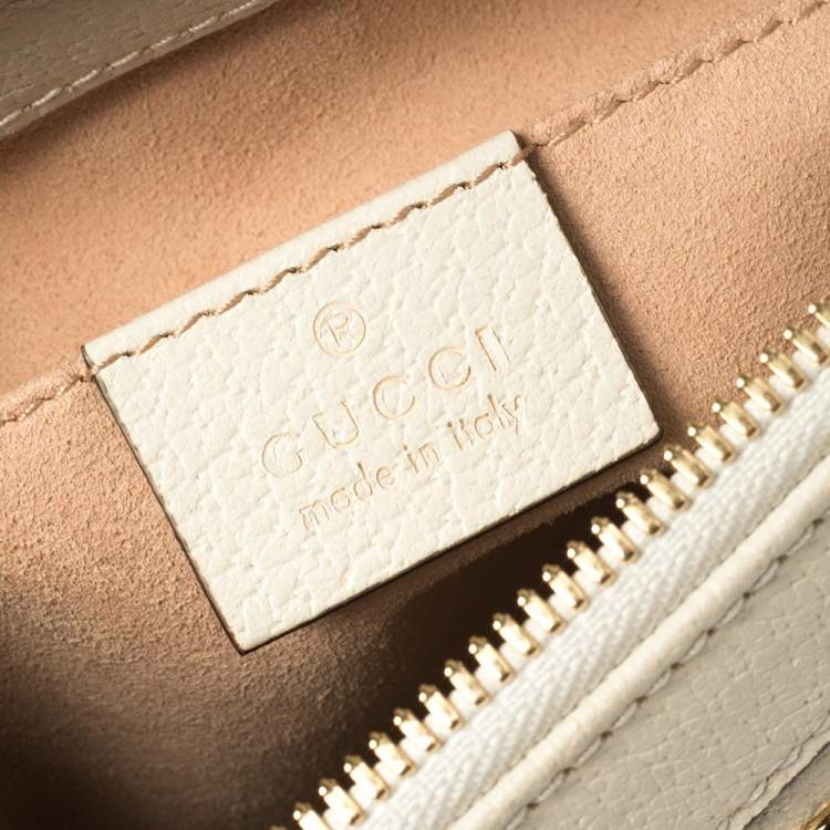 Pre Owned Gucci Off White Leather Small Ophidia Satchel