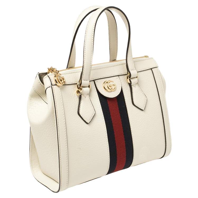Pre Owned Gucci Off White Leather Small Ophidia Satchel