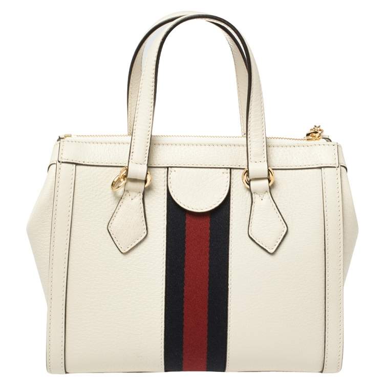 Pre Owned Gucci Off White Leather Small Ophidia Satchel