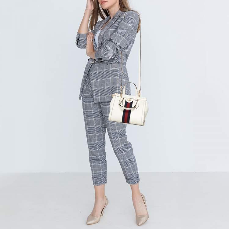 Pre Owned Gucci Off White Leather Small Ophidia Satchel