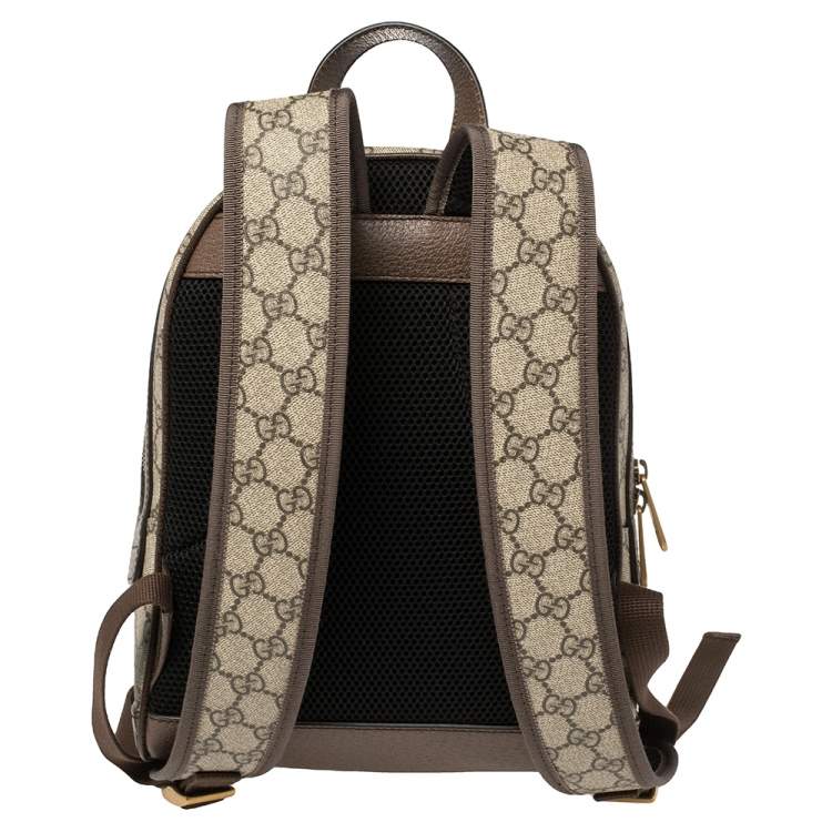 Pre Owned Gucci Brown Coated Canvas And Leather "Three little Pigs" Ophidia Backpack