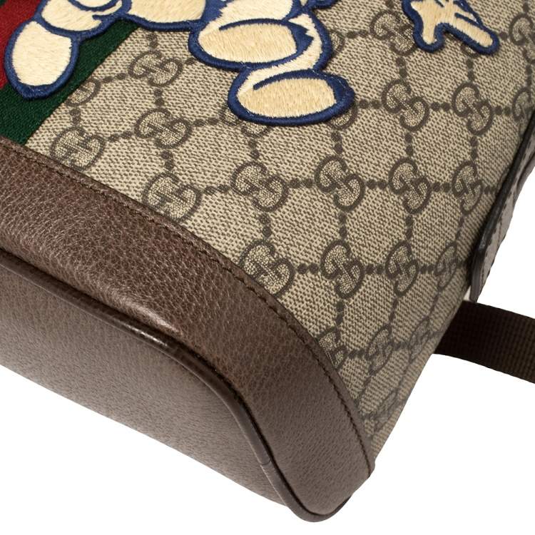 Pre Owned Gucci Brown Coated Canvas And Leather "Three little Pigs" Ophidia Backpack