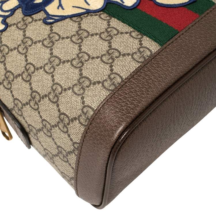 Pre Owned Gucci Brown Coated Canvas And Leather "Three little Pigs" Ophidia Backpack