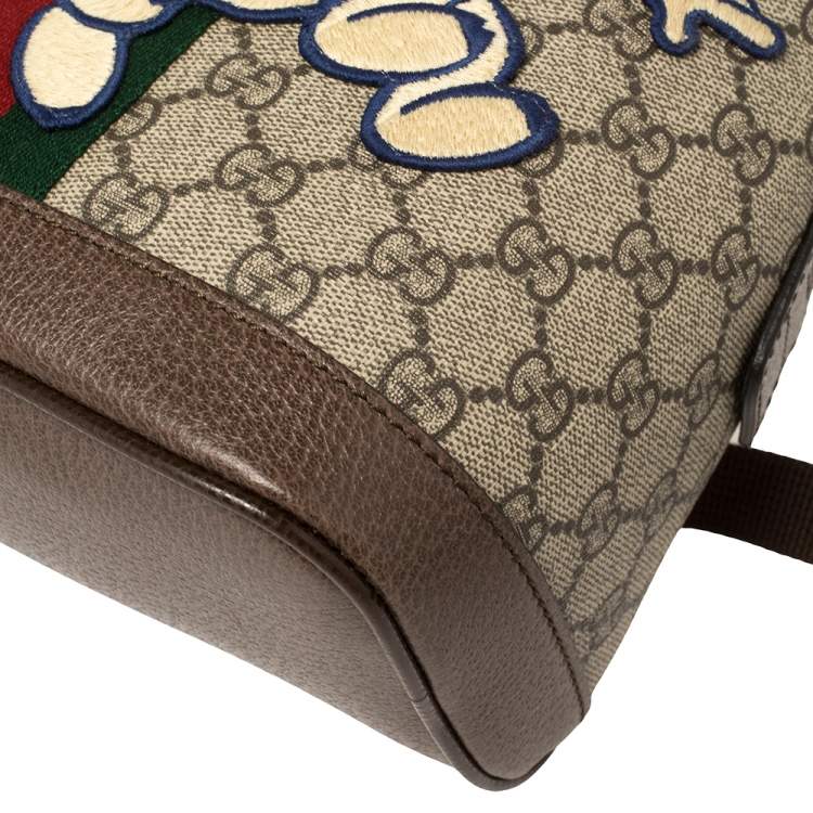 Pre Owned Gucci Brown Coated Canvas And Leather "Three little Pigs" Ophidia Backpack