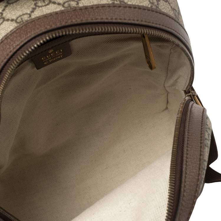 Pre Owned Gucci Brown Coated Canvas And Leather "Three little Pigs" Ophidia Backpack