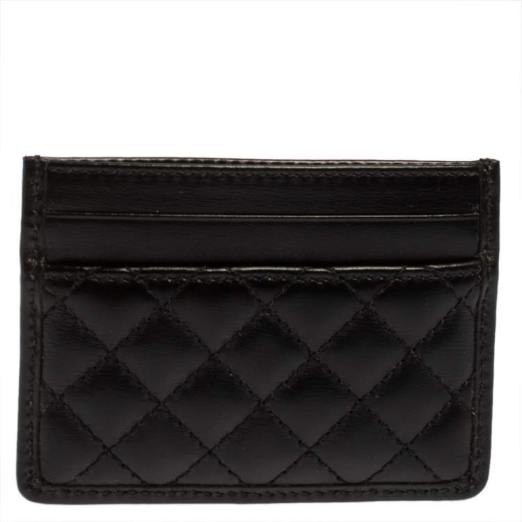 Pre Owned Gucci Black Quilted Leather GG Marmont Card Holder