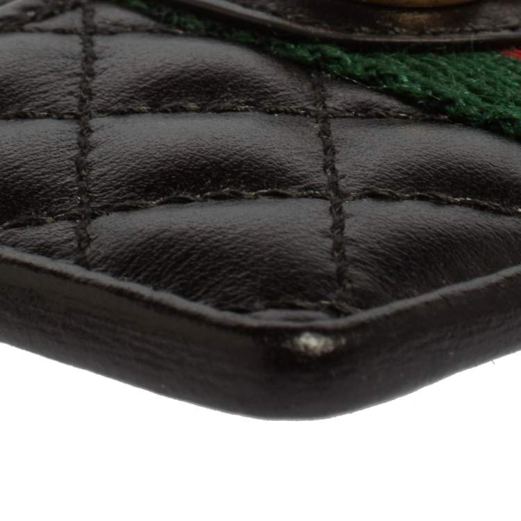 Pre Owned Gucci Black Quilted Leather GG Marmont Card Holder