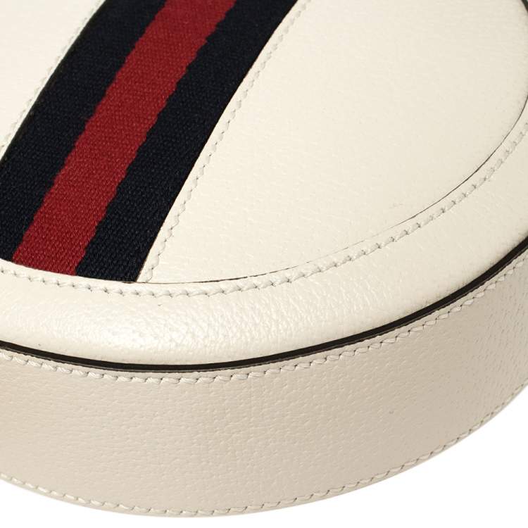 Pre Owned Gucci White Leather Mini Ophidia Round Shoulder Bag   