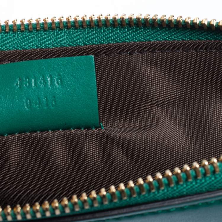 Pre Owned Gucci Green Leather L'Aveugle Par Amour Pouch