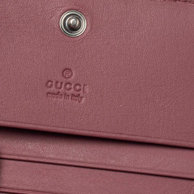 Pre Owned Gucci Beige/Pink GG Blooms Supreme Canvas Card Case