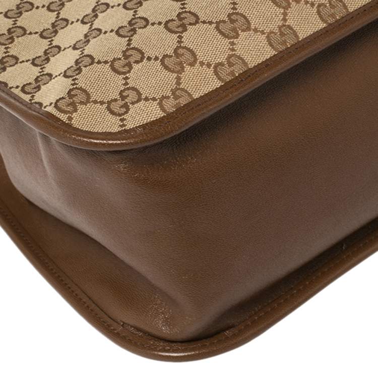 Pre Owned Gucci Beige/Brown GG Canvas and Leather Horsebit 1955 Large Tote