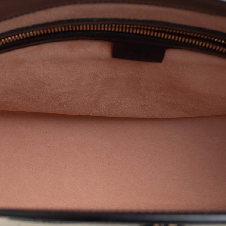 Pre Owned Gucci Yellow/Navy Blue Leather GG Crystal Canvas and Leather Medium Ophidia Tote