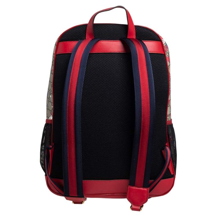 Pre Owned Gucci Red/Beige Canvas and Leather Duck Motif Diaper Backpack