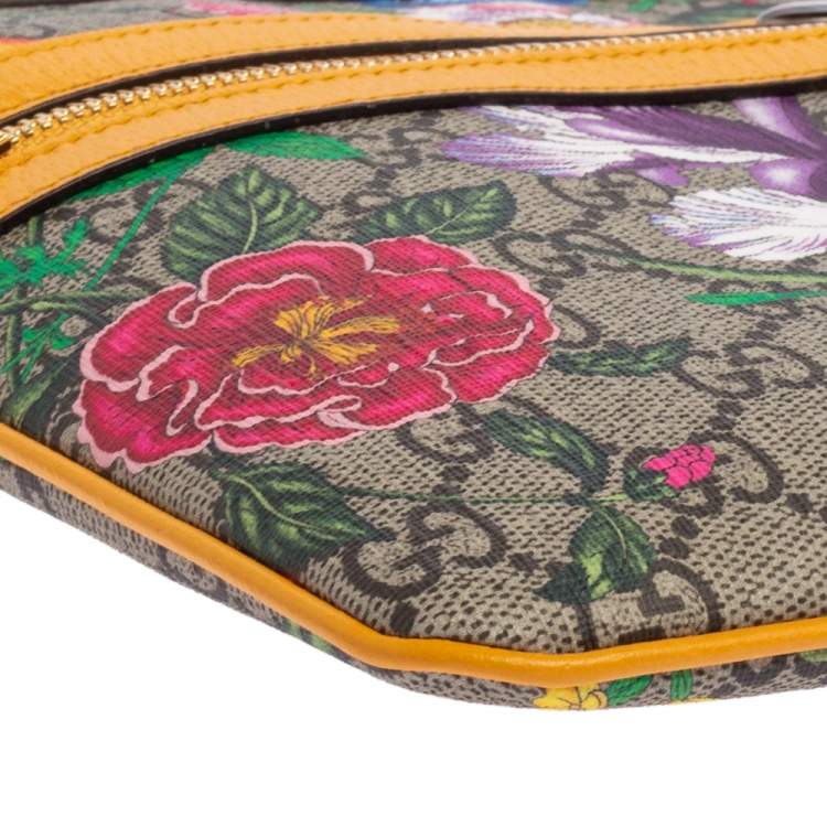 Pre Owned Gucci Multicolor Flora GG Supreme Ophidia Pouch 