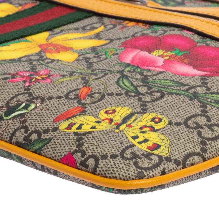 Pre Owned Gucci Multicolor Flora GG Supreme Ophidia Pouch 
