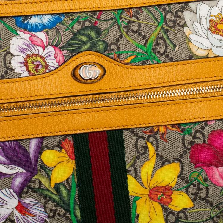Pre Owned Gucci Multicolor Flora GG Supreme Ophidia Pouch 