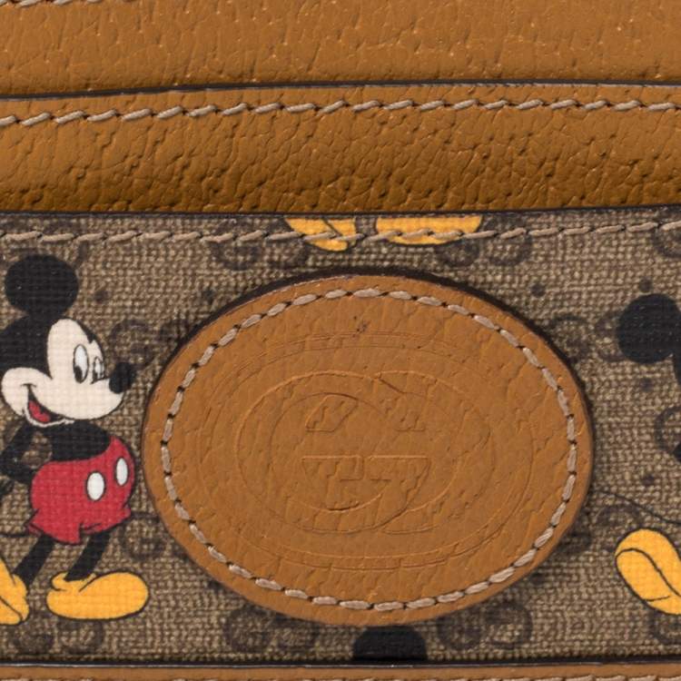 Pre Owned Gucci x Disney GG Supreme and Leather Mickey Mouse Card Holder