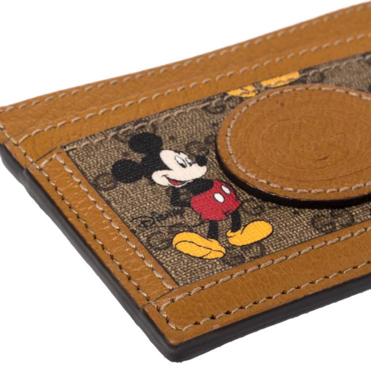 Pre Owned Gucci x Disney GG Supreme and Leather Mickey Mouse Card Holder