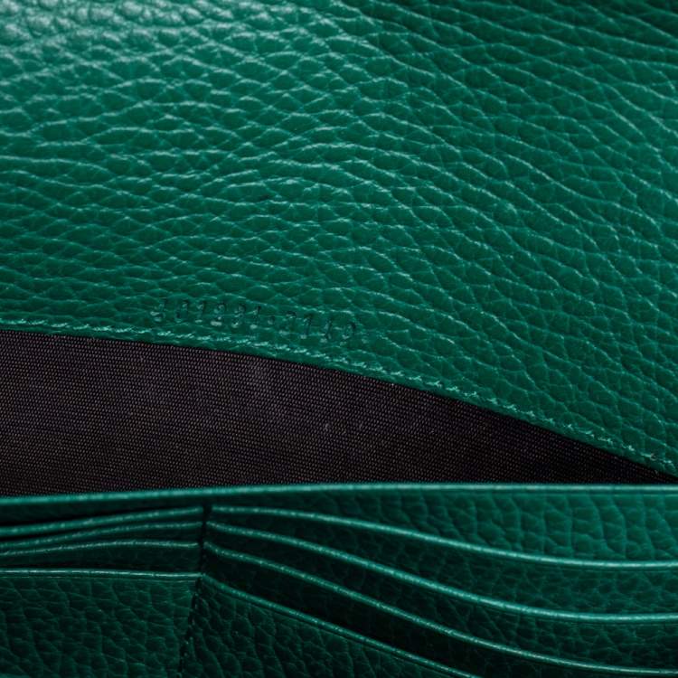 Pre Owned Gucci Green Leather Dionysus Wallet On Chain