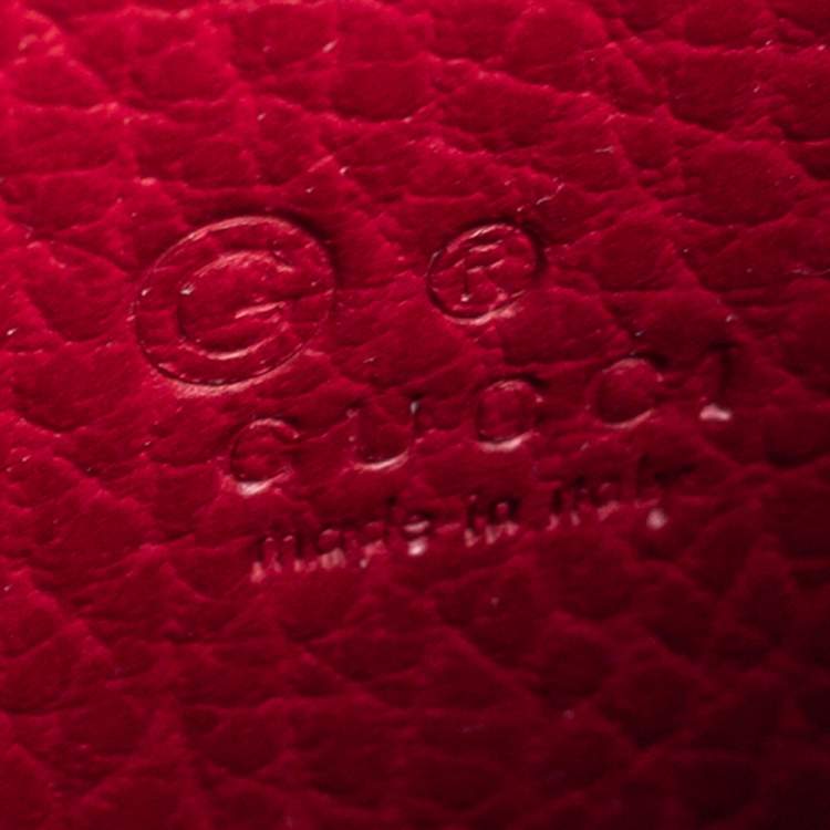 Pre Owned Gucci Red Leather Interlocking G Wallet on Chain