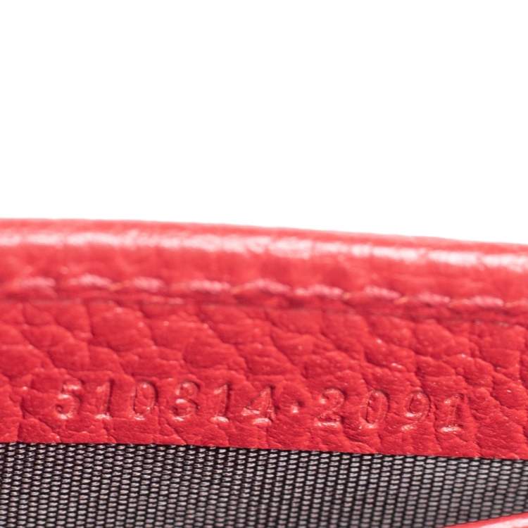Pre Owned Gucci Red Leather Interlocking G Wallet on Chain