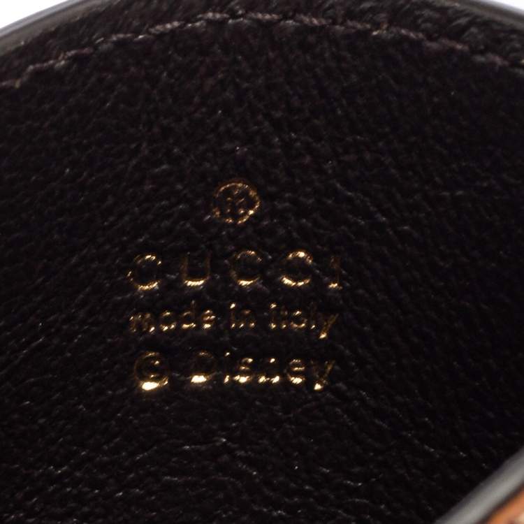 مملوكة مسبقًا Gucci x Disney Tan Leather and GG Supreme Canvas Mickey Mouse Card Holder