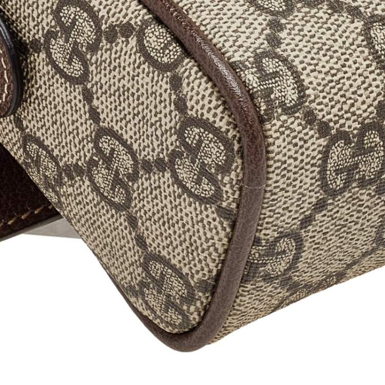 Pre Owned Gucci Beige Coated Canvas And Leather Ophidia Belt Bag