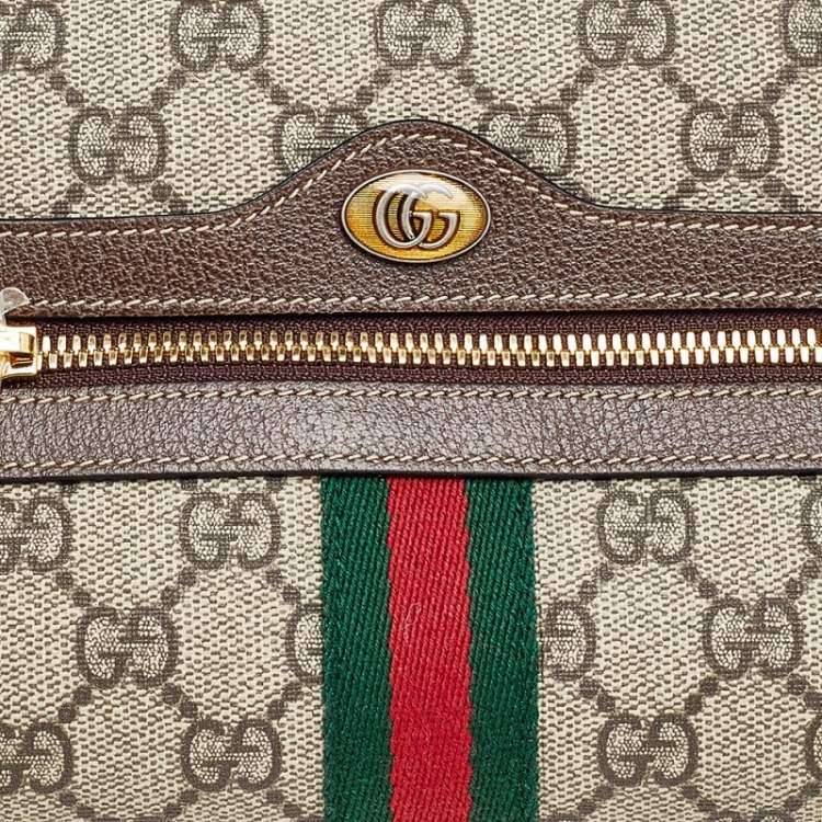 Pre Owned Gucci Beige Coated Canvas And Leather Ophidia Belt Bag