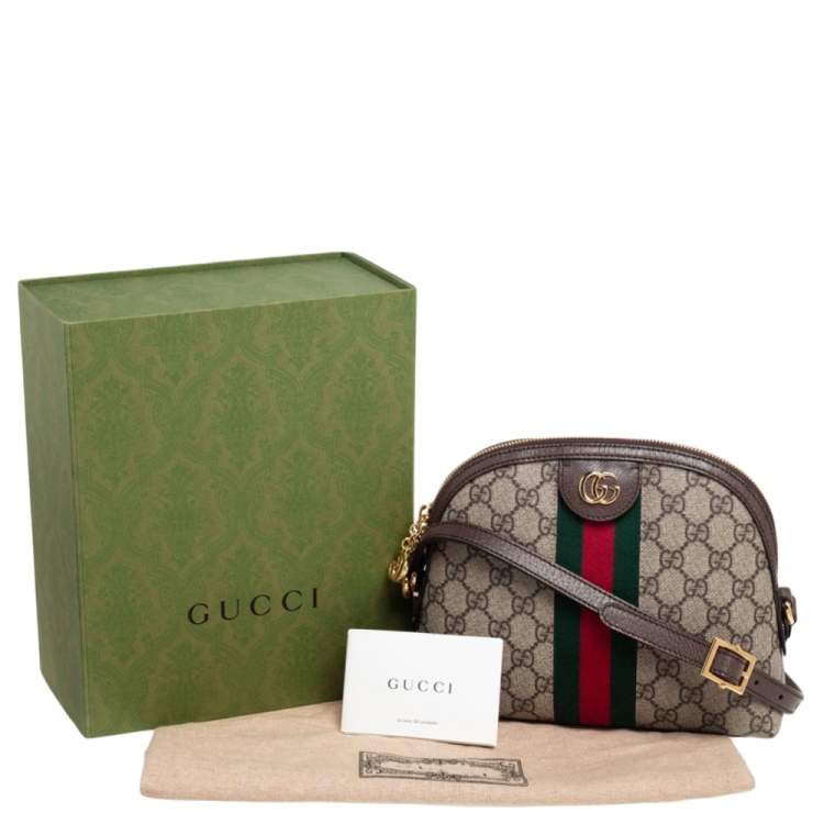 Pre Owned Gucci Beige/Ebony GG Supreme Canvas and Leather Small Ophidia Crossbody Bag