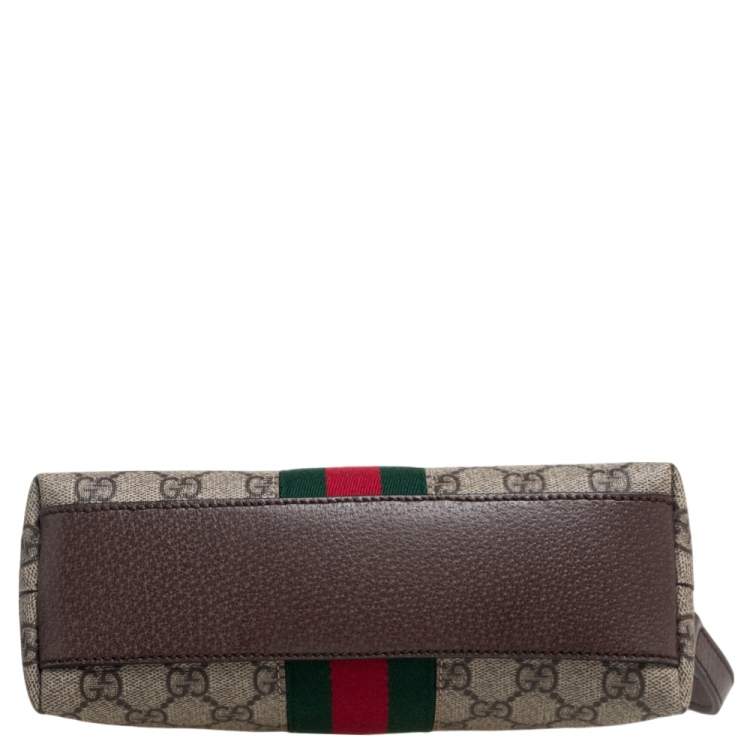Pre Owned Gucci Beige/Ebony GG Supreme Canvas and Leather Small Ophidia Crossbody Bag