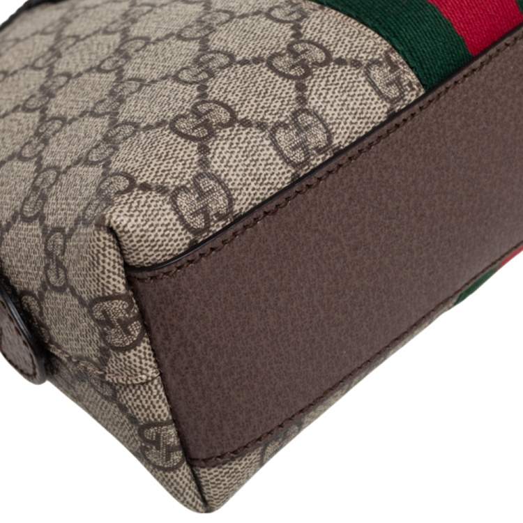 Pre Owned Gucci Beige/Ebony GG Supreme Canvas and Leather Small Ophidia Crossbody Bag
