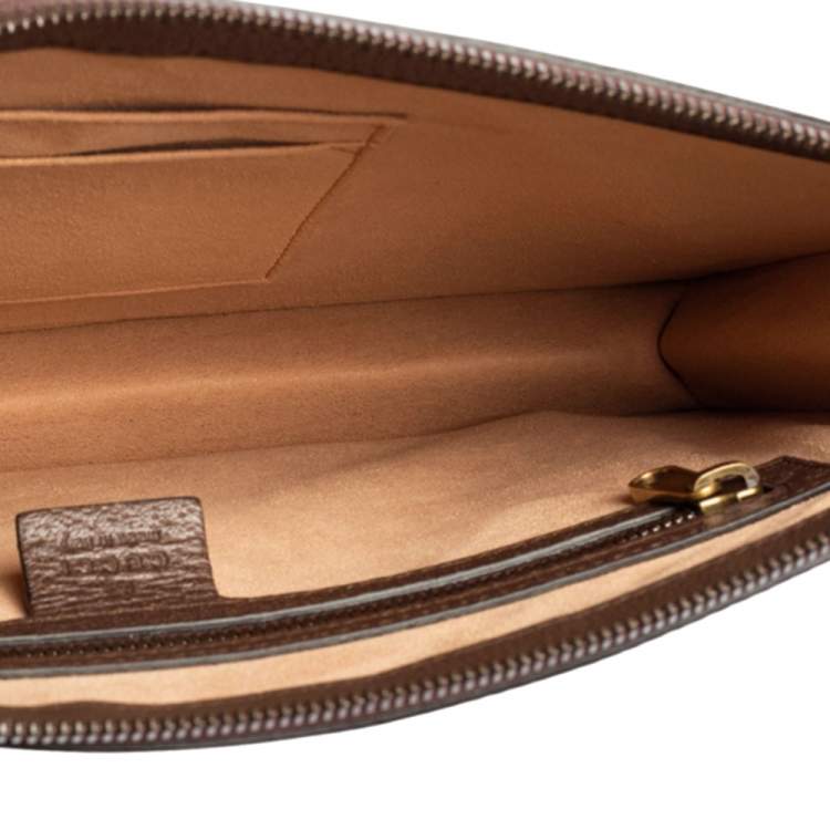 Pre Owned Gucci Beige/Brown GG Supreme Canvas and Leather Ophidia Pouch