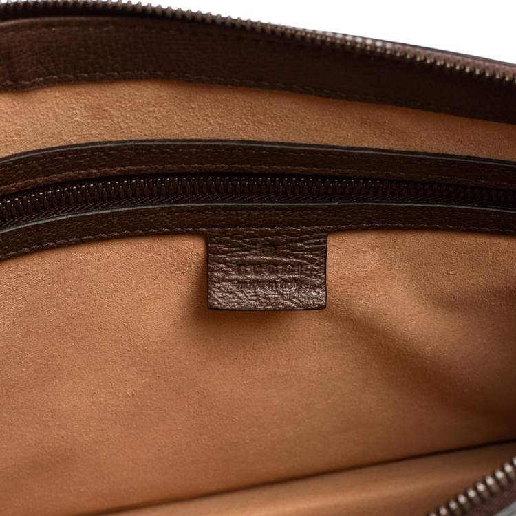 Pre Owned Gucci Beige/Brown GG Supreme Canvas and Leather Ophidia Pouch