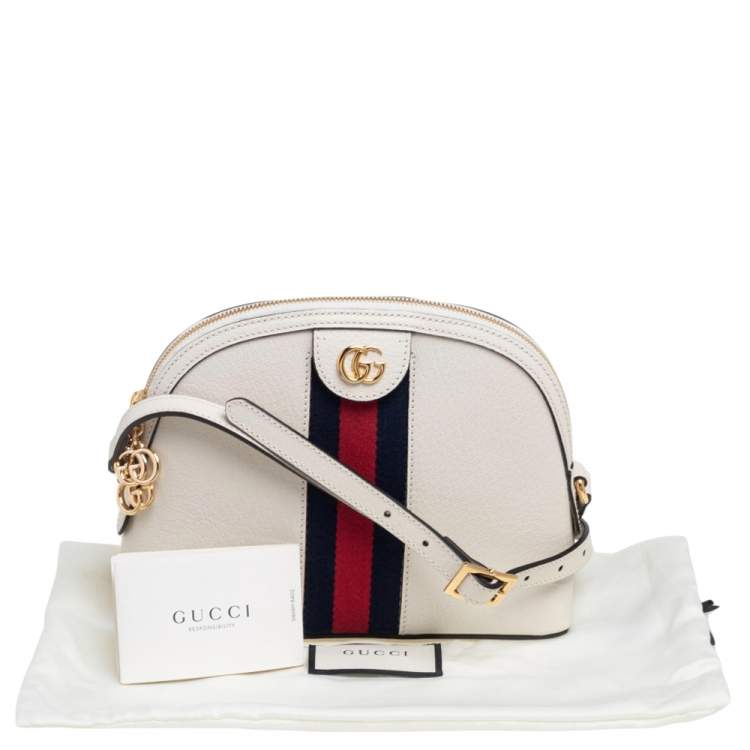 Pre Owned Gucci White Leather Small Ophidia Shoulder Bag