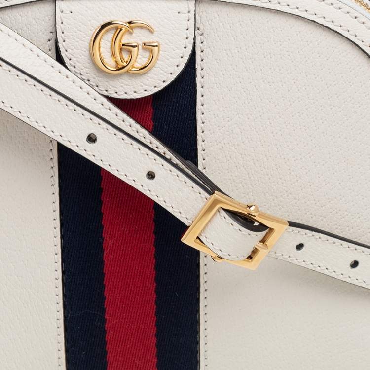 Pre Owned Gucci White Leather Small Ophidia Shoulder Bag