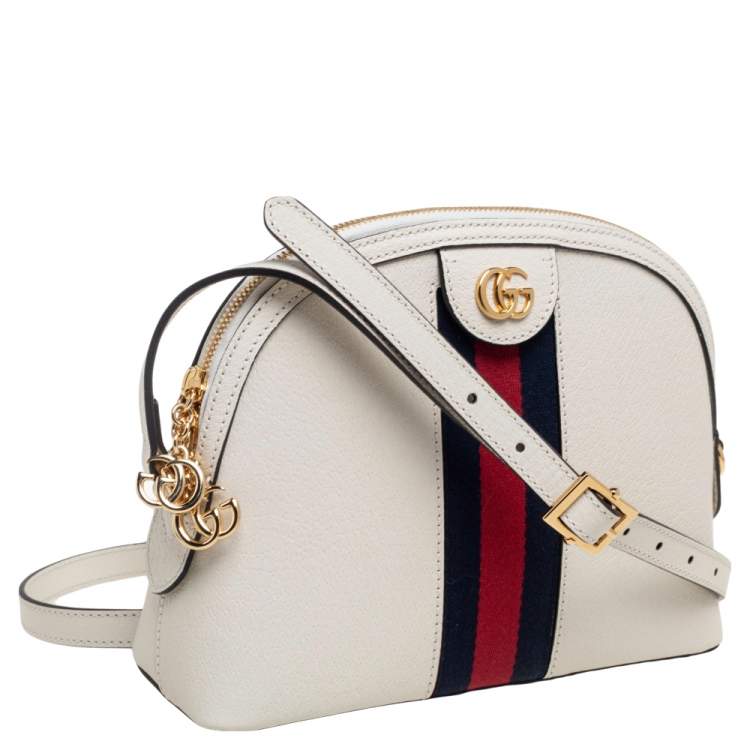 Pre Owned Gucci White Leather Small Ophidia Shoulder Bag