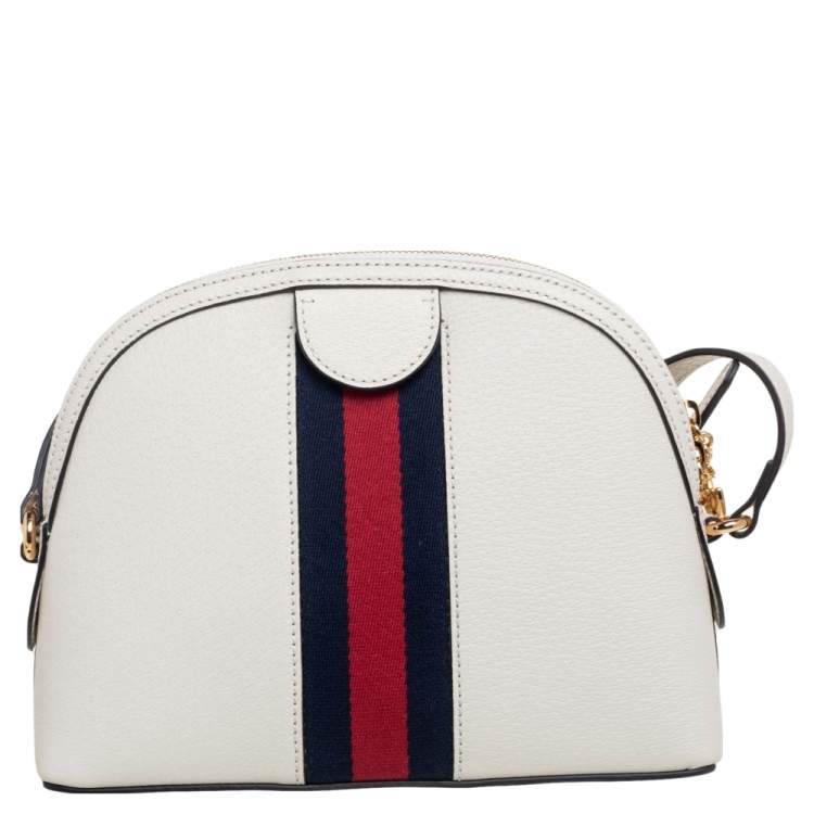 Pre Owned Gucci White Leather Small Ophidia Shoulder Bag