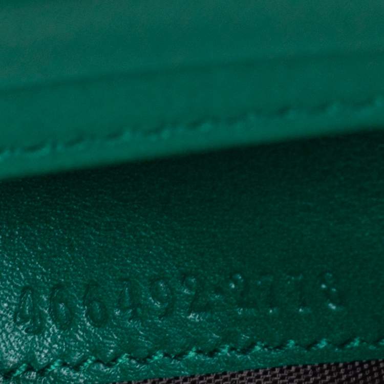 Pre Owned Gucci Green Matelassé Leather GG Marmont Card Case
