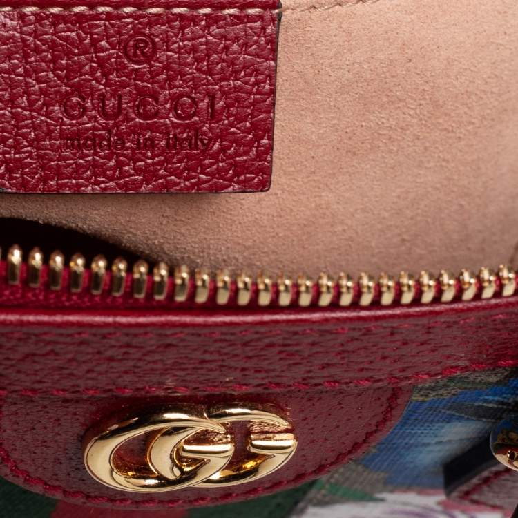 Pre Owned Gucci Multicolor GG Supreme Flora Canvas and Leather Small Ophidia Tote