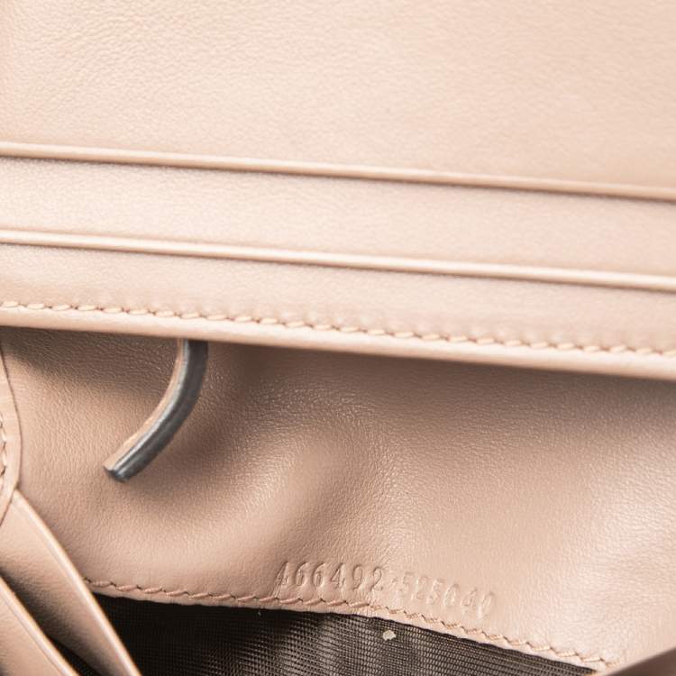 Pre Owned Gucci Dusky Pink Matelassé Leather GG Marmont Card Case