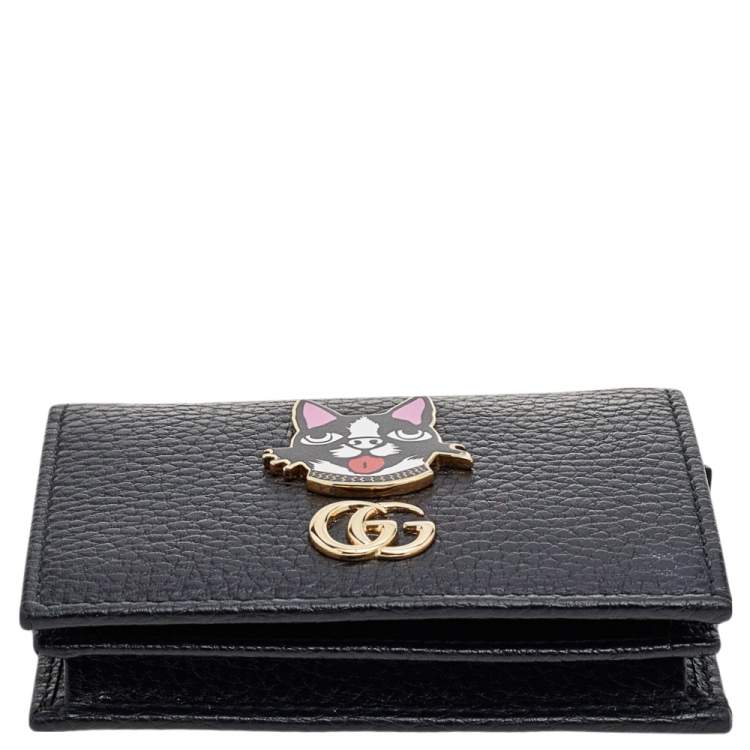 Pre Owned Gucci Black Leather GG Marmont Limited Edition Bosco Card Case